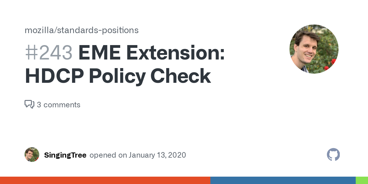 EME Extension: HDCP Policy Check · Issue #243 · mozilla/standards-positions