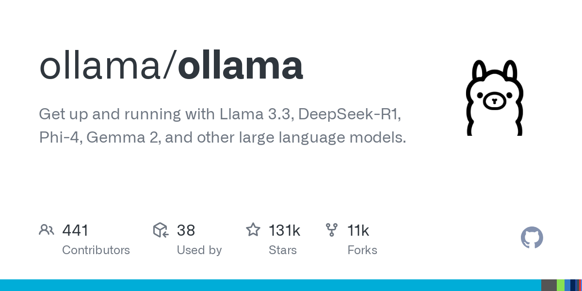 GitHub - ollama/ollama: Get up and running with Llama 3.3, DeepSeek-R1, Phi-4, Gemma 2, and other large language models.