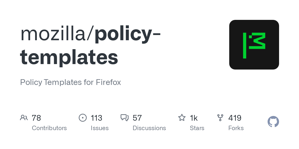 GitHub - mozilla/policy-templates: Policy Templates for Firefox