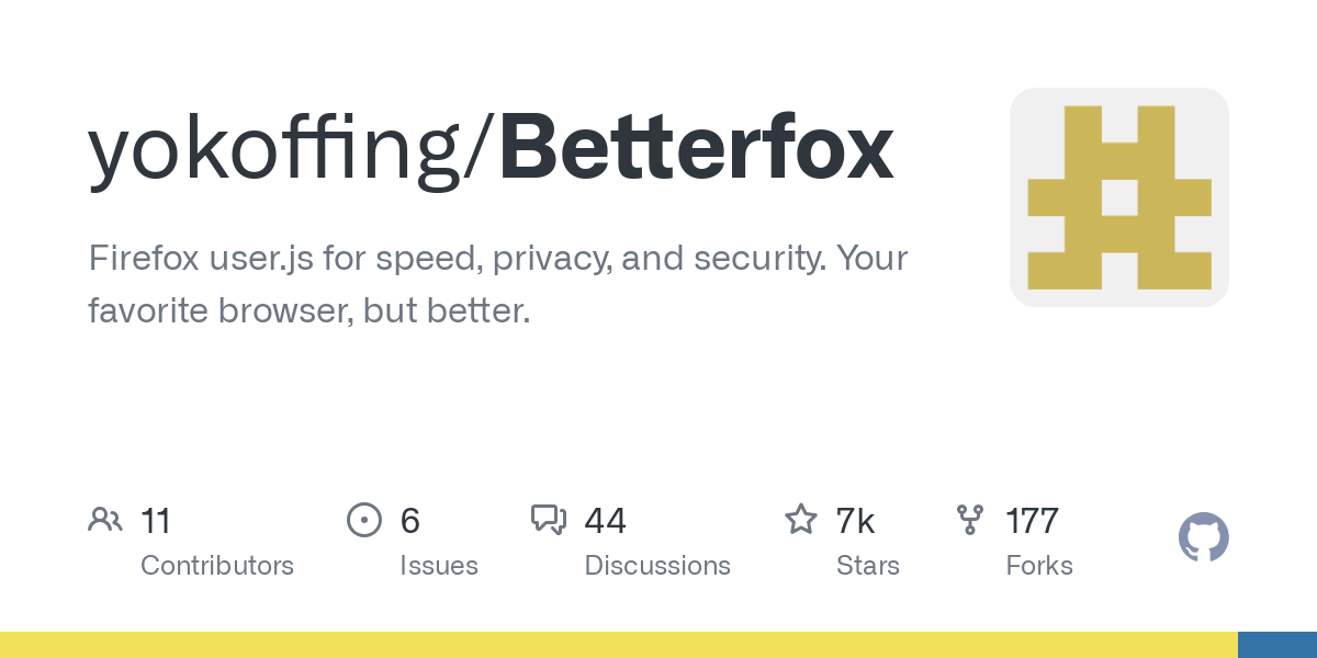 Betterfox/Securefox.js at main · yokoffing/Betterfox