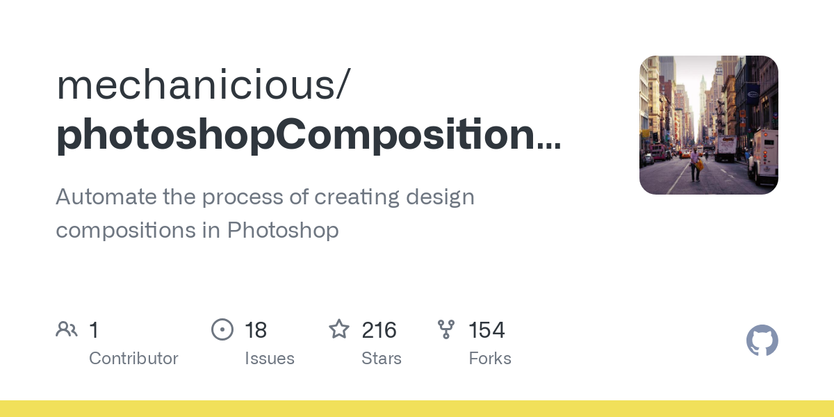 GitHub - mechanicious/photoshopCompositionComposer: Automate the process of creating design compositions in Photoshop